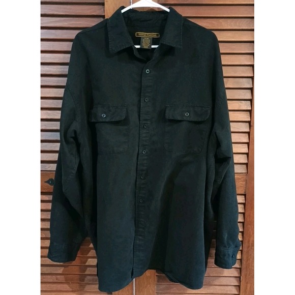 George Forman Solid Black Long Sleeve Sueded Men's Button Up Shirt Size 2X Big - Picture 1 of 6